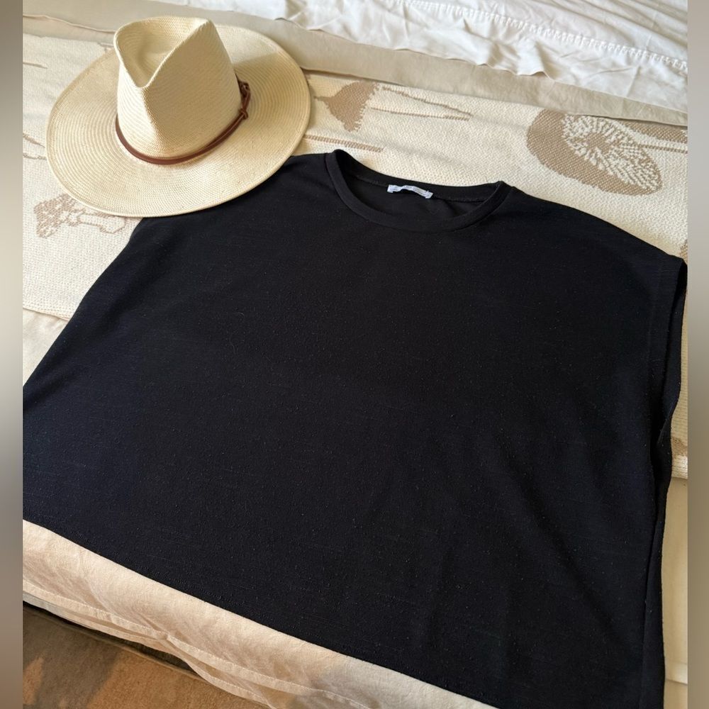 Zara | Basic Black Short Sleeve Cropped Box Women's Tee Size M